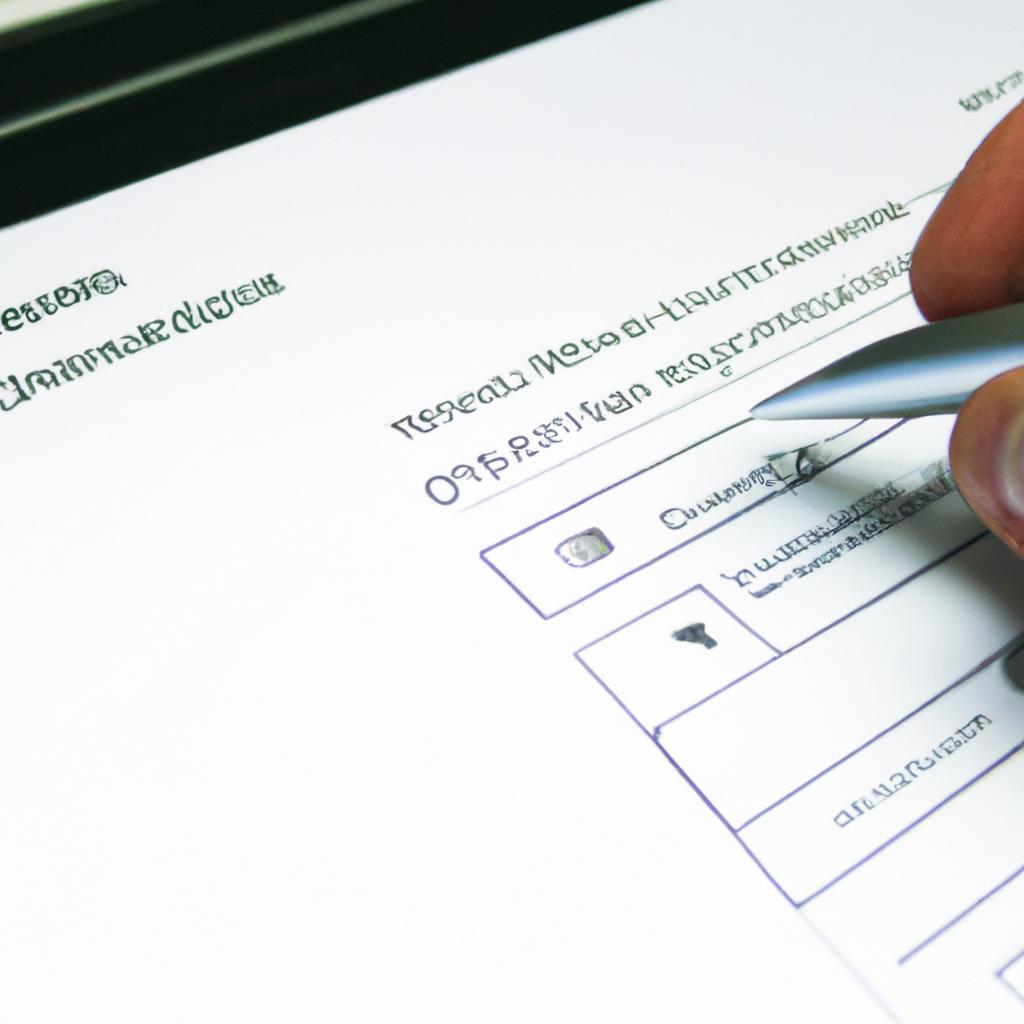 Person filling out online form
