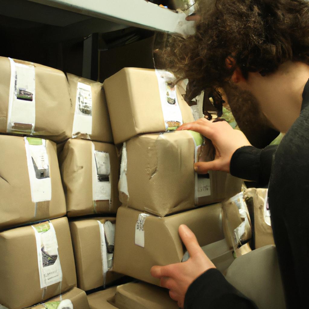 Person inspecting packaging materials